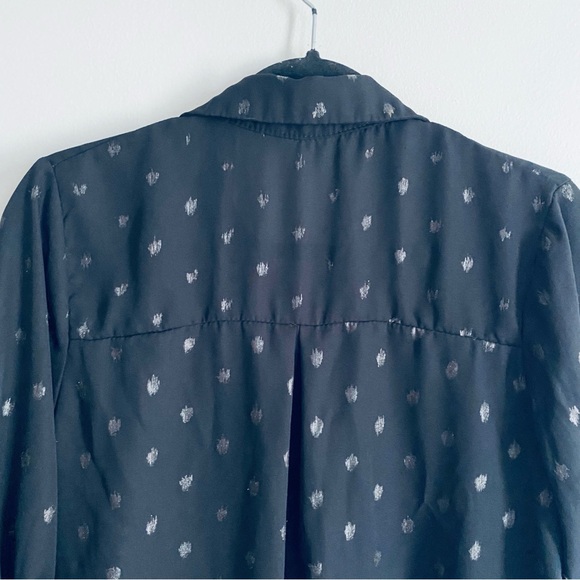 SHEIN Women's Black & Gold Polka Dot Long Sleeve Button Up Shirt Top Size Large - Picture 7 of 11